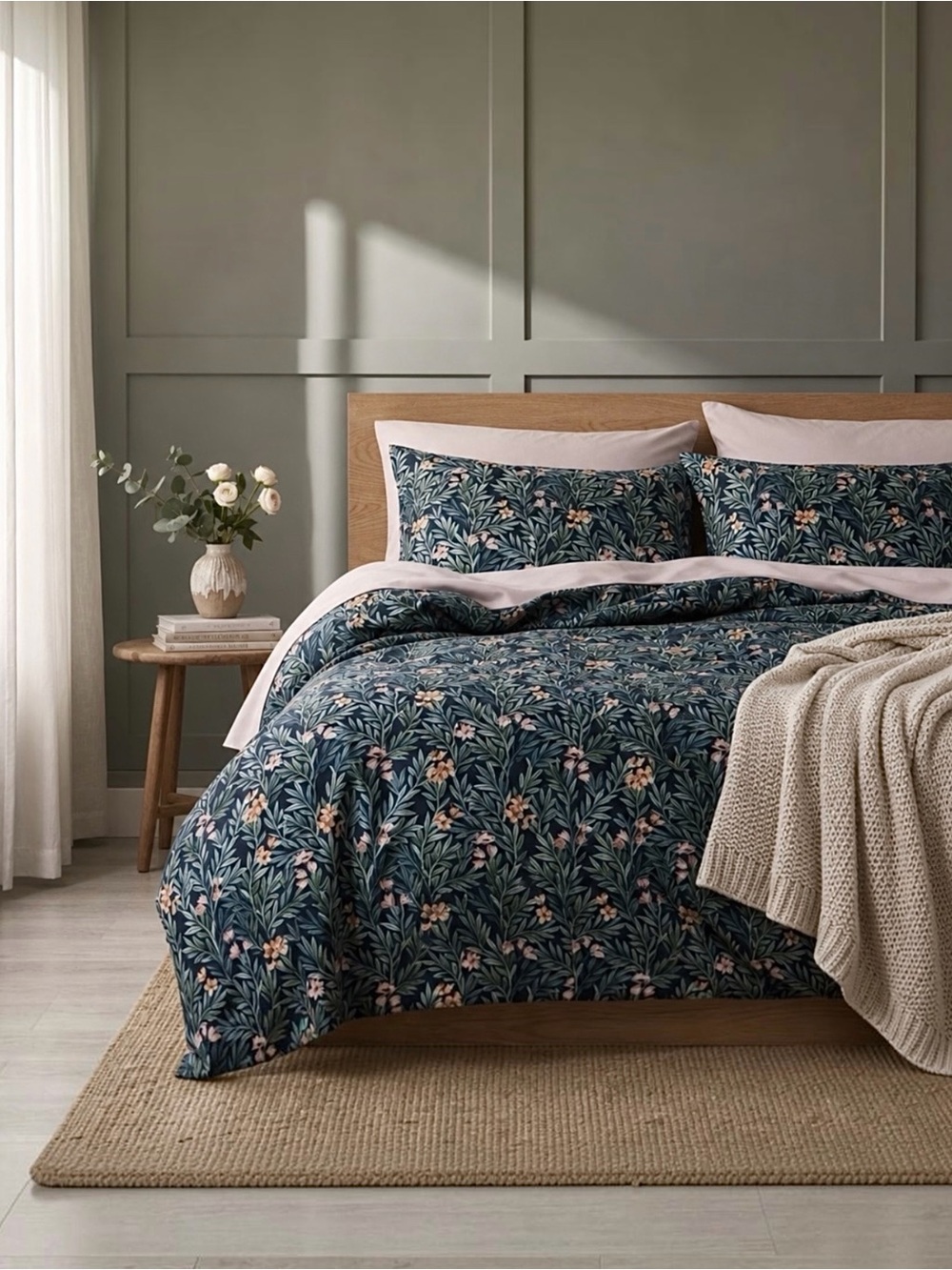 NEW Anthropologie Blue Paisley Boho King / Queen Bedding Duvet & Floral Sham Set